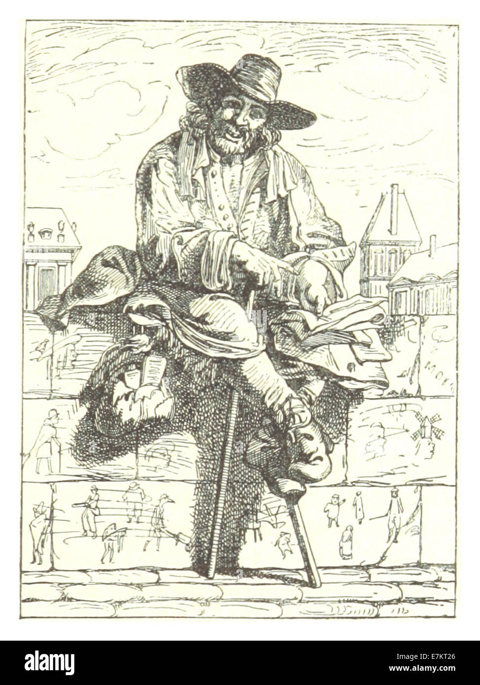 Eine Illustration von Fournel aus dem Jahr 1887, die wahrscheinlich eine historische Szene oder ein interessantes Thema aus dem späten 19. Jahrhundert darstellt und Fournels künstlerischen Stil und die historische Erzählung zeigt. Stockfoto