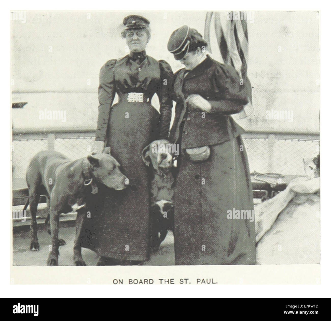 Dieser Entwurf von Hitchcock aus dem Jahr 1899 zeigt die Szene an Bord der St. Paul, wahrscheinlich eine Seefahrt oder das Leben an Bord des Schiffes während des späten 19. Jahrhunderts. Stockfoto