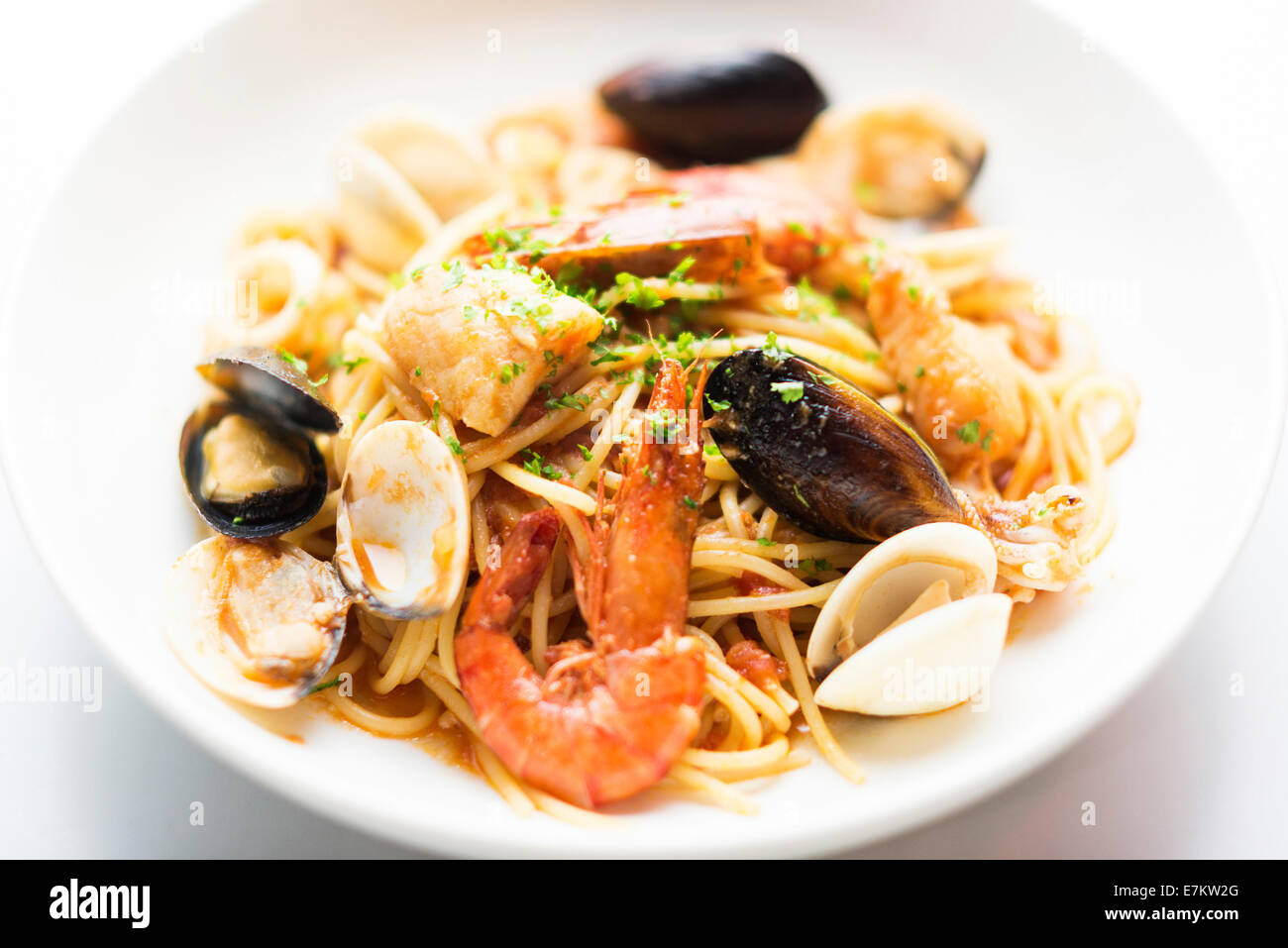 Meeresfrüchte Pasta Gericht detail Stockfoto