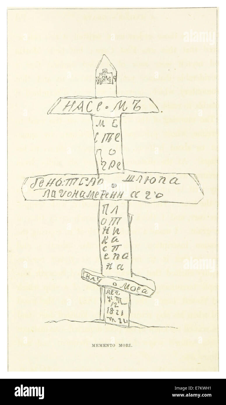 Eine Illustration von Hooper aus dem Jahr 1853, die ein russisches Grab darstellt. Das Bild fängt das Design und die Bedeutung des Grabes ein und spiegelt kulturelle und architektonische Stile aus dem Russland des 19. Jahrhunderts wider. Stockfoto