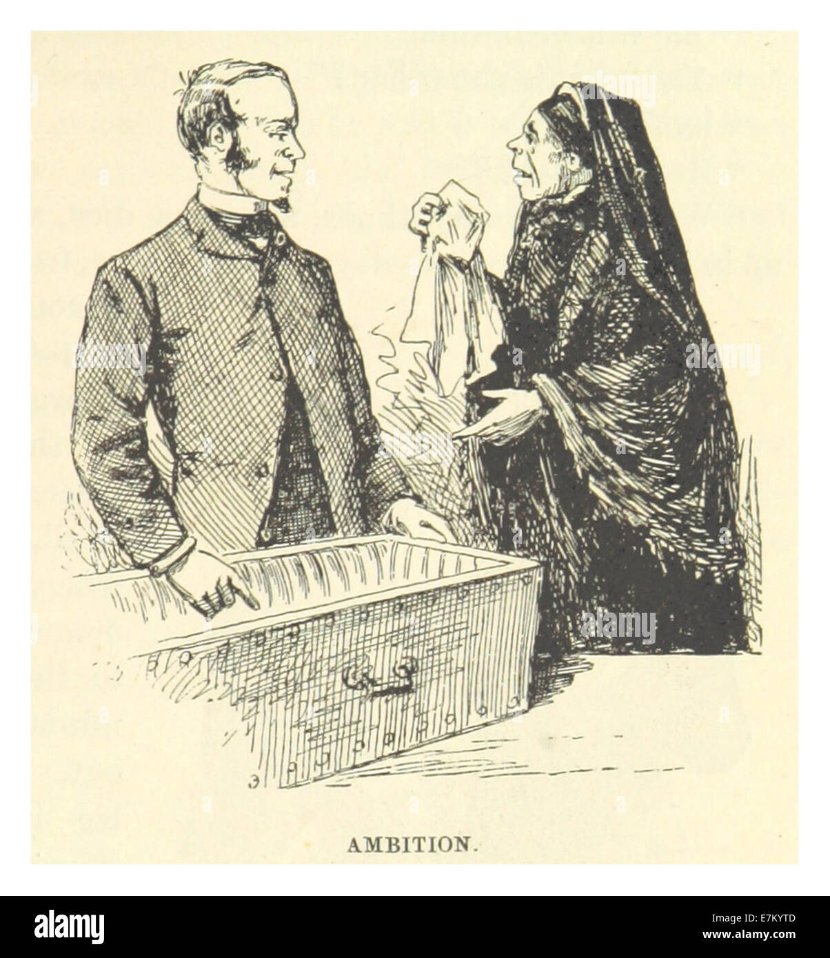 Eine 1883-Illustration von *Mark Twain*, Seite 446, mit dem Titel *Ambition*. Das Bild thematisiert die Themen Ehrgeiz und persönliches Wachstum, wie sie in Twains literarischen Werken dargestellt werden. Stockfoto