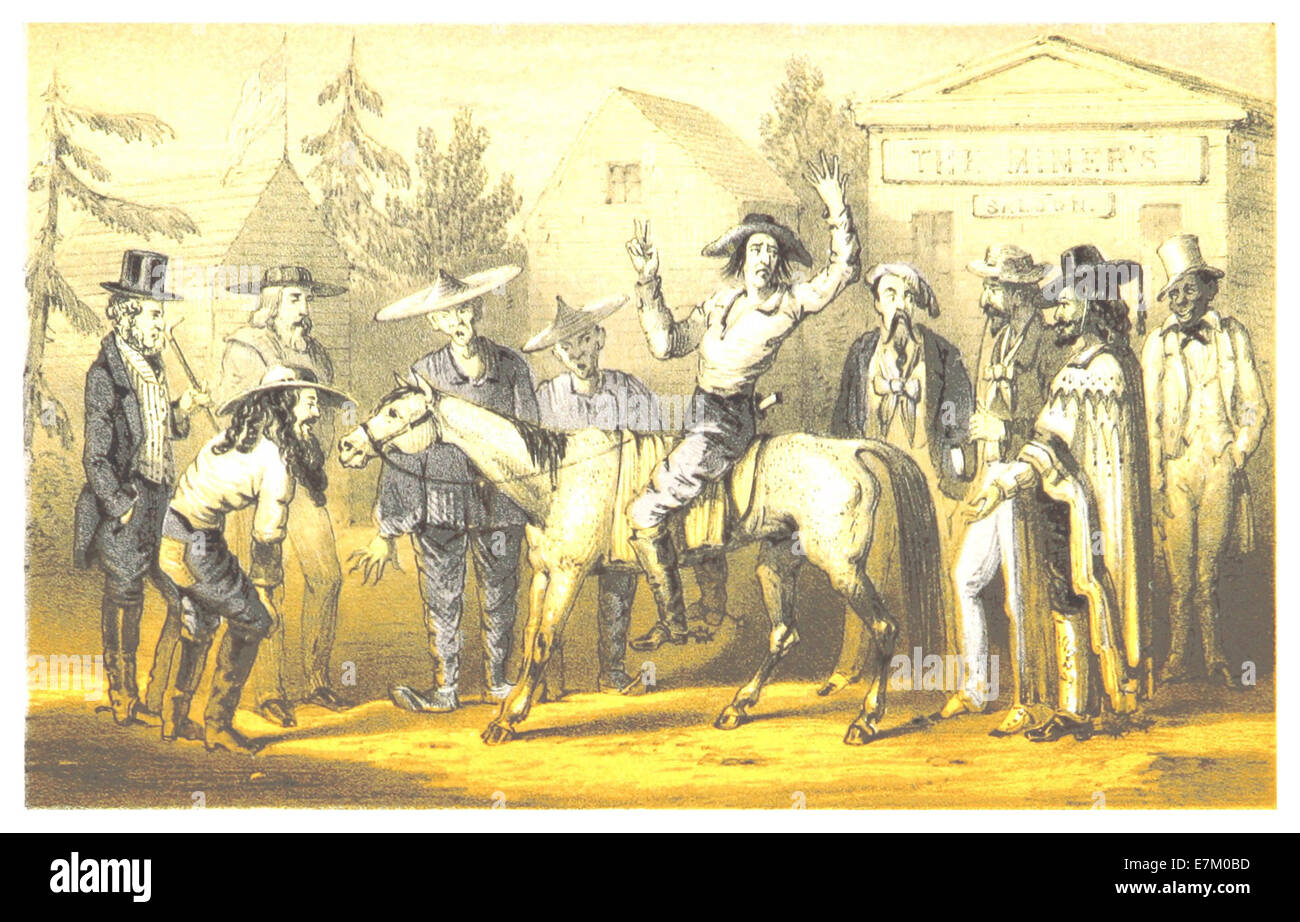 Diese 1855 von Maryatt gefertigte Illustration zeigt eine Pferdeauktion, die die Bedeutung des Viehhandels und der Reiterkultur der Mitte des 19. Jahrhunderts widerspiegelt. Stockfoto