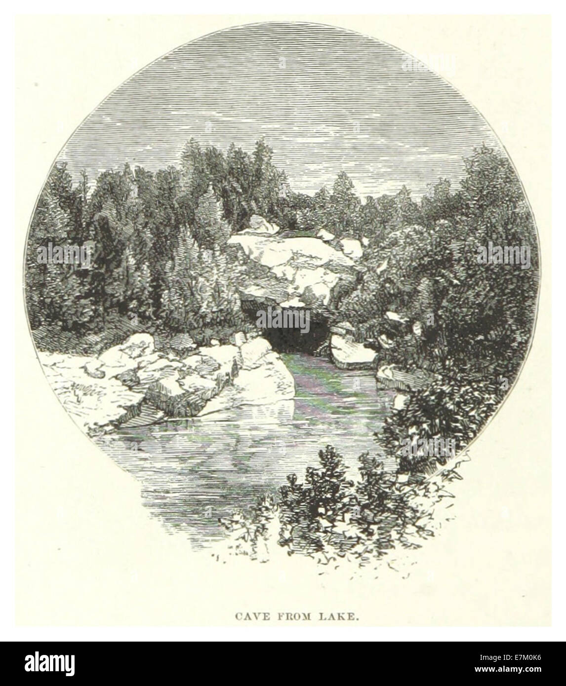 NYC-CentralPark (1869) p130 Höhle vom See Stockfoto