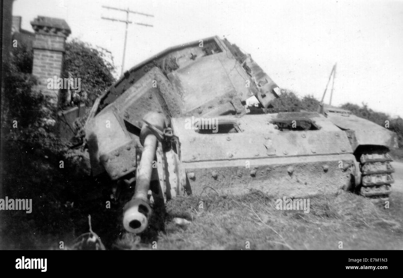 StuG III zerstört Normandie Stockfoto