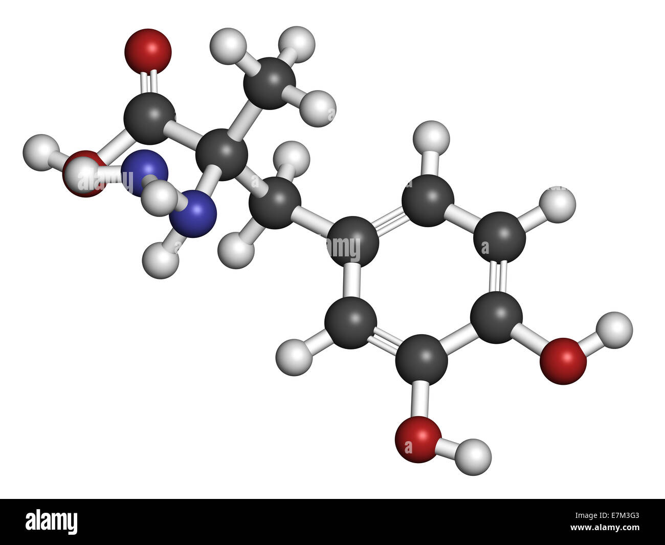 Carbidopa Parkinsons Krankheit Medikament. Verhindert die peripheren Abbau von Levodopa, so dass mehr l-Dopa, das Gehirn zu erreichen. Atome ar Stockfoto