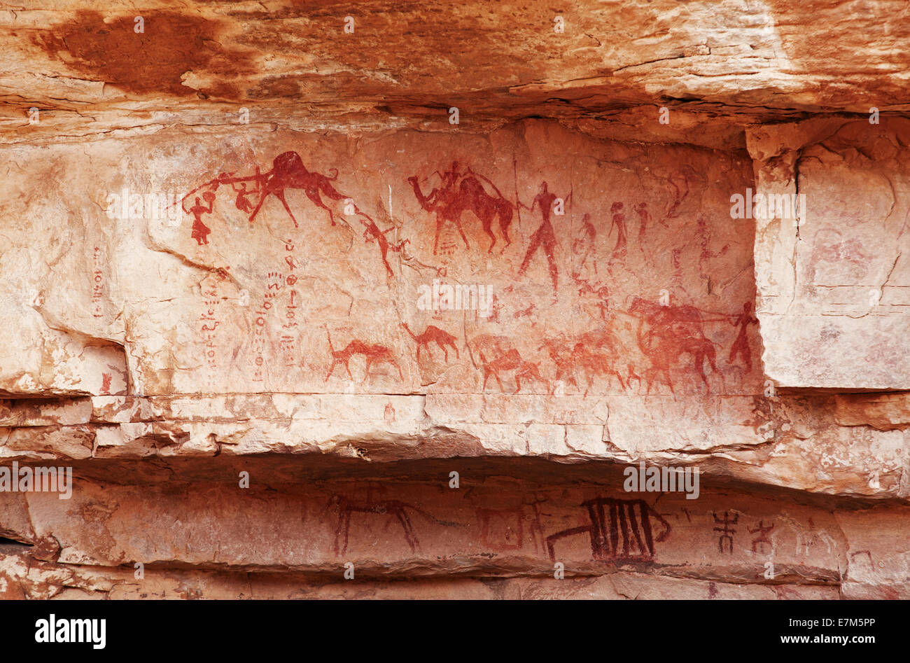 Berühmten prähistorischen Felsmalereien des Tassili N'Ajjer, Algerien Stockfoto