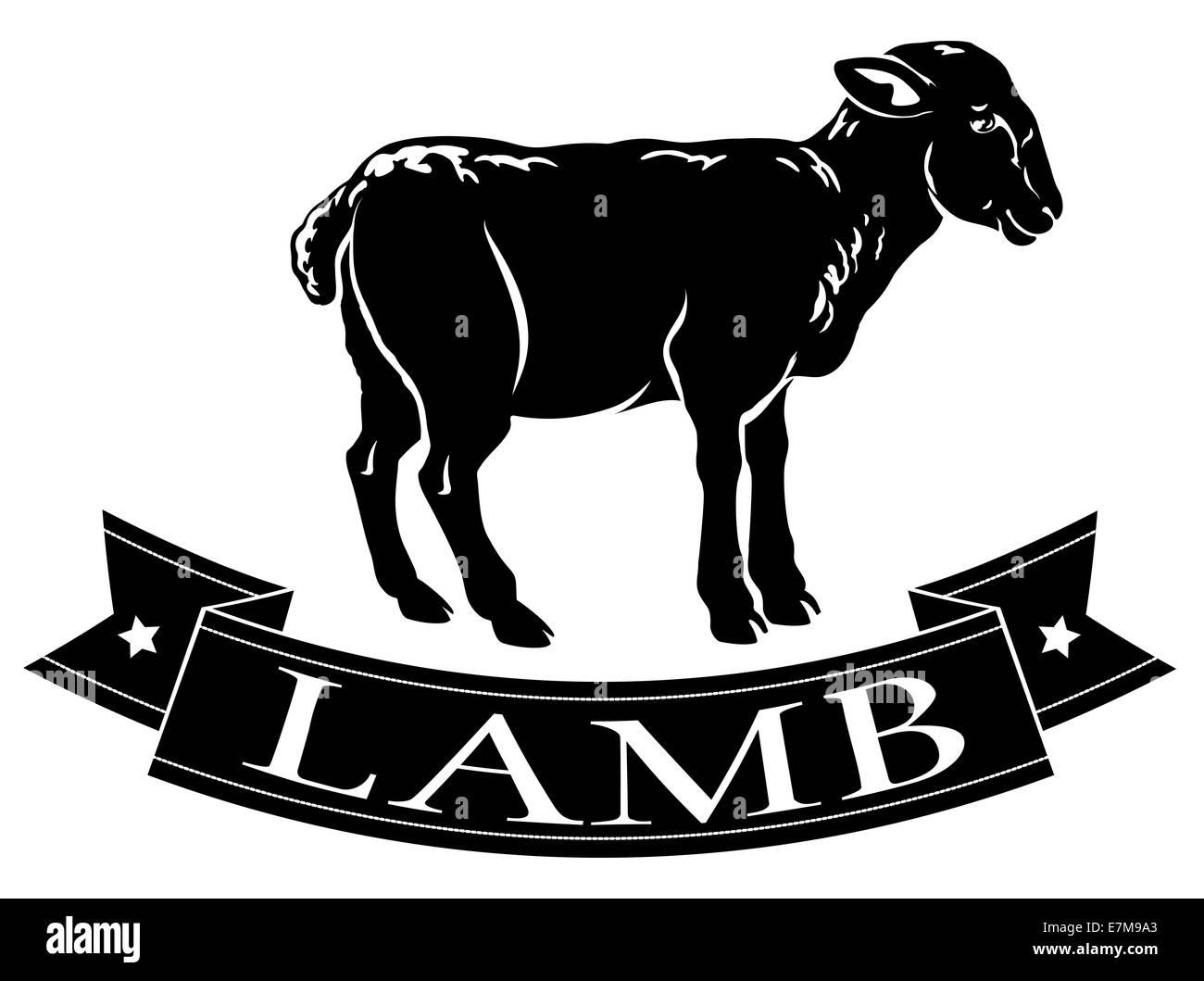 Lamm essen Symbol ein Lamm und Banner Lesung Lamm Stockfoto