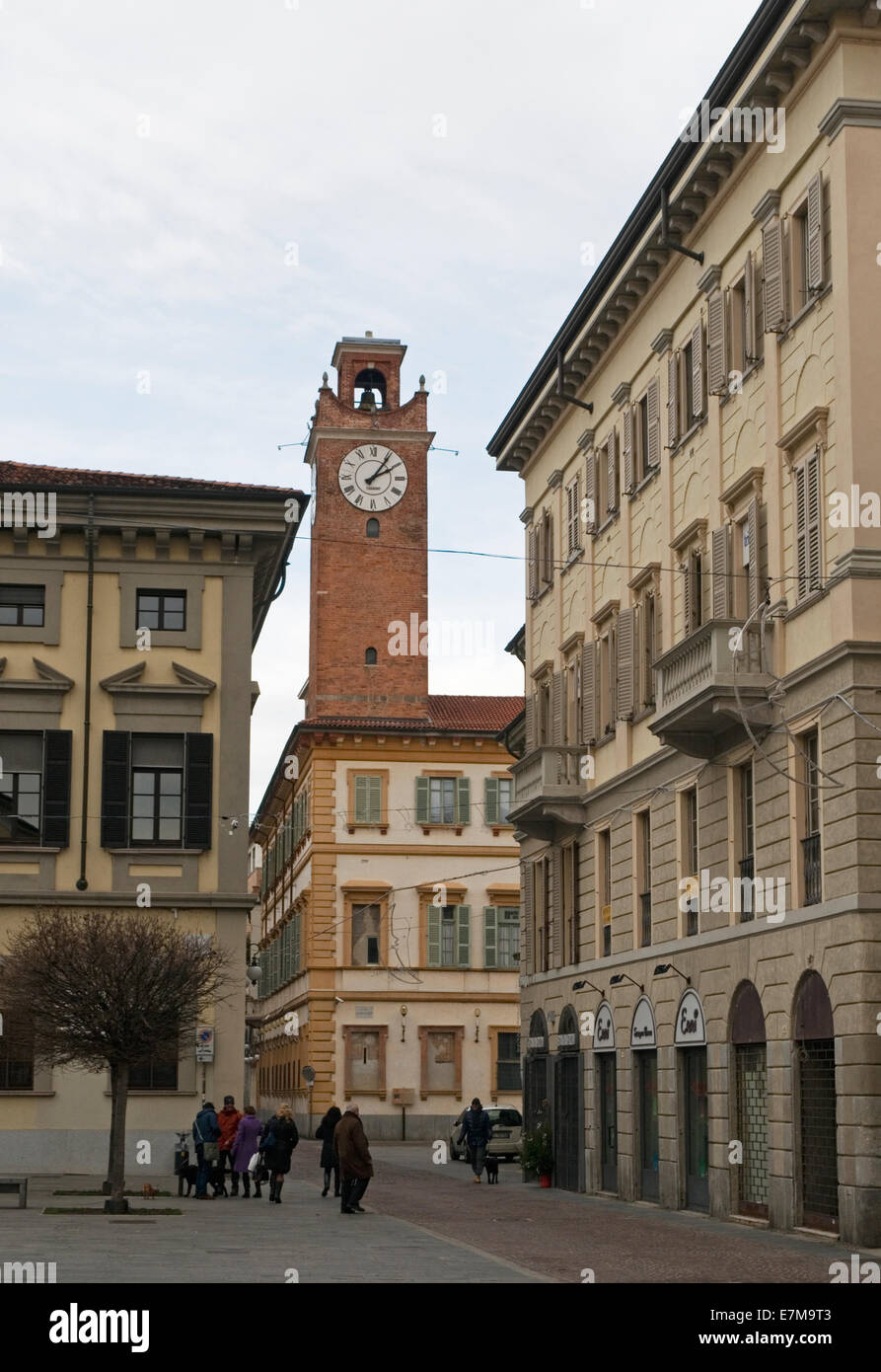 Historische Gebäude in Gramsci quadratisch, Novara, Piemont, Italien Stockfoto