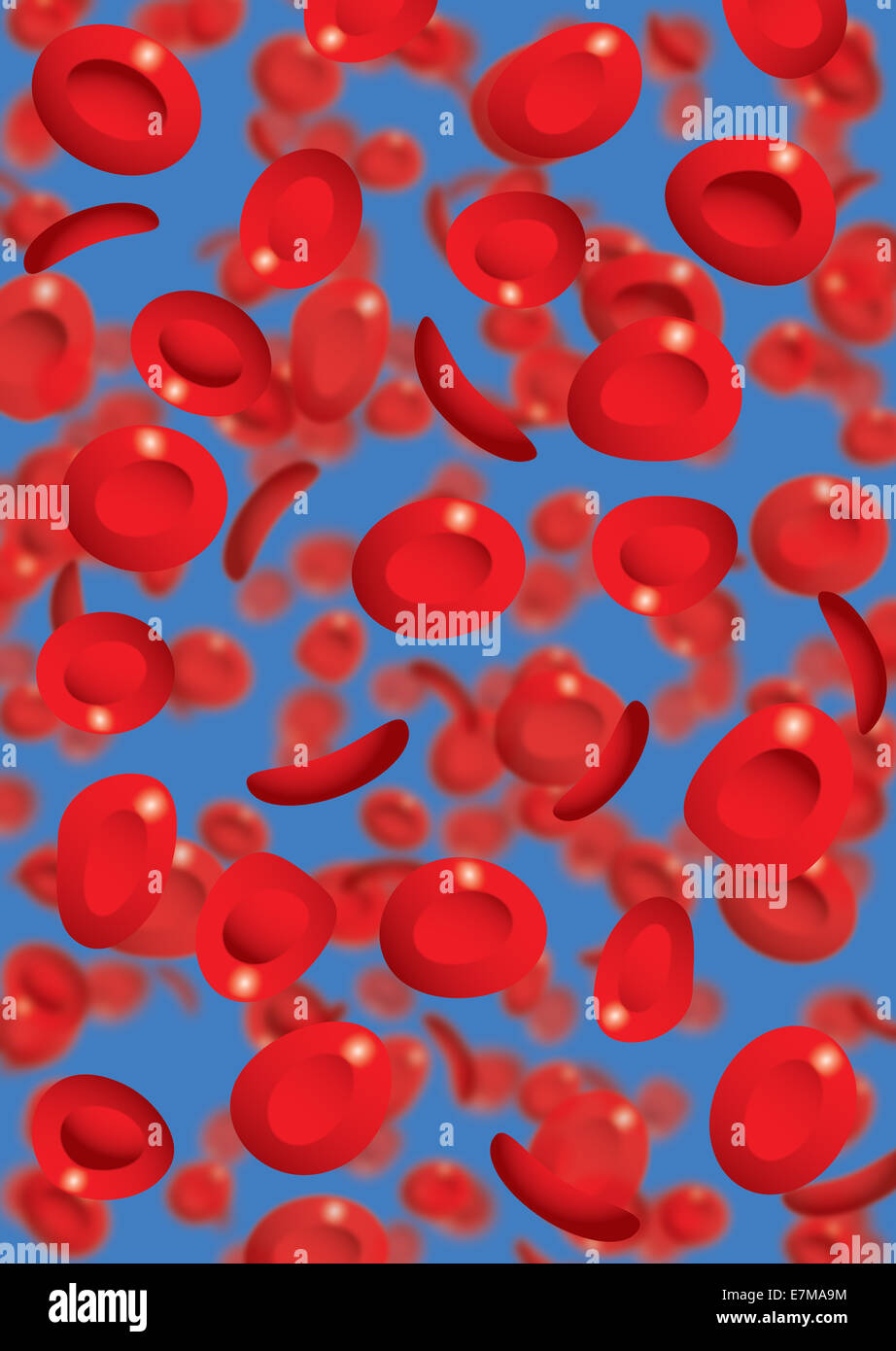 Realistische Erythrozyten, die im Plasma schwimmen – medizinische und wissenschaftliche Illustration perfekt für Bildungs-, Gesundheits- und Biologiekonzepte Stockfoto