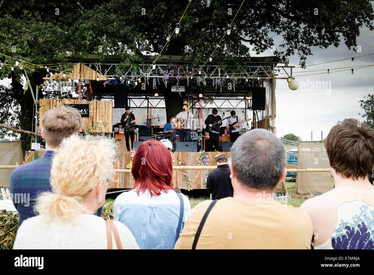 Die Treehouse Stufe, auf der die Brownstock Festival in Essex. Stockfoto
