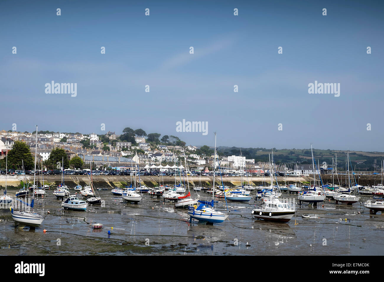 Hafen von Penzance bei Ebbe. Stockfoto