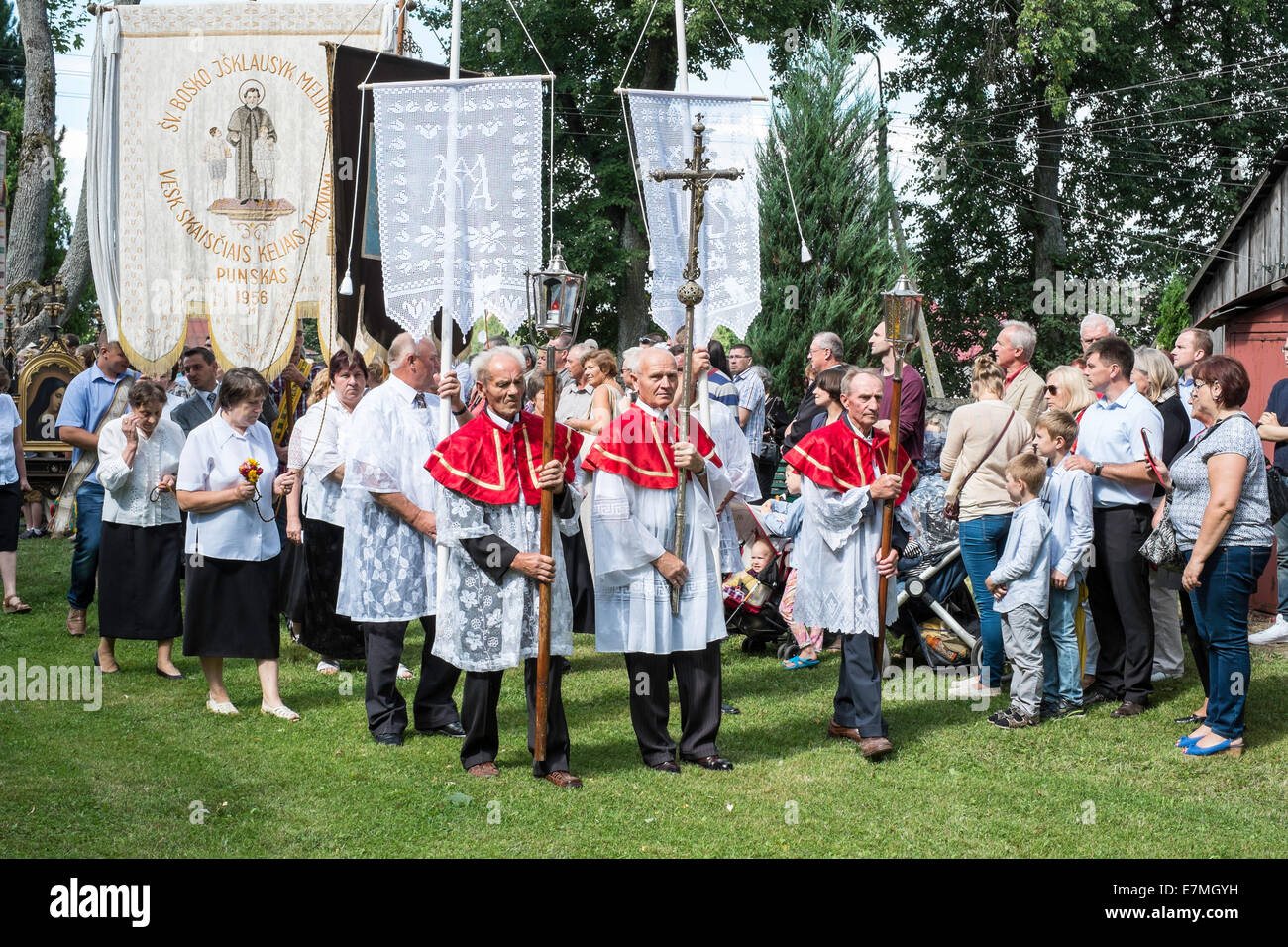 Litauer feiern religiöses fest, Punskas, Suwalskie Region, Polen Stockfoto