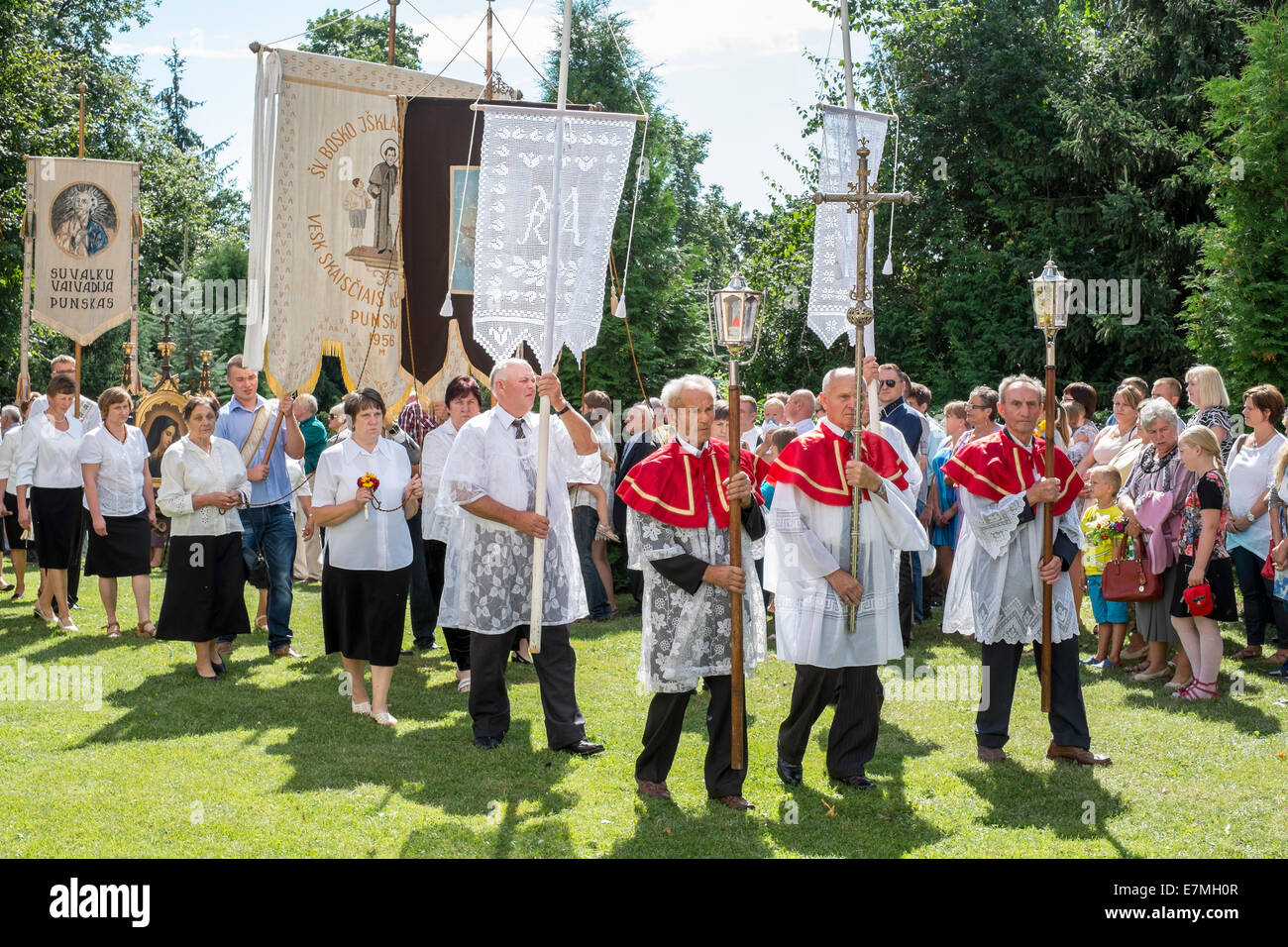 Litauer feiern religiöses fest, Punskas, Suwalskie Region, Polen Stockfoto