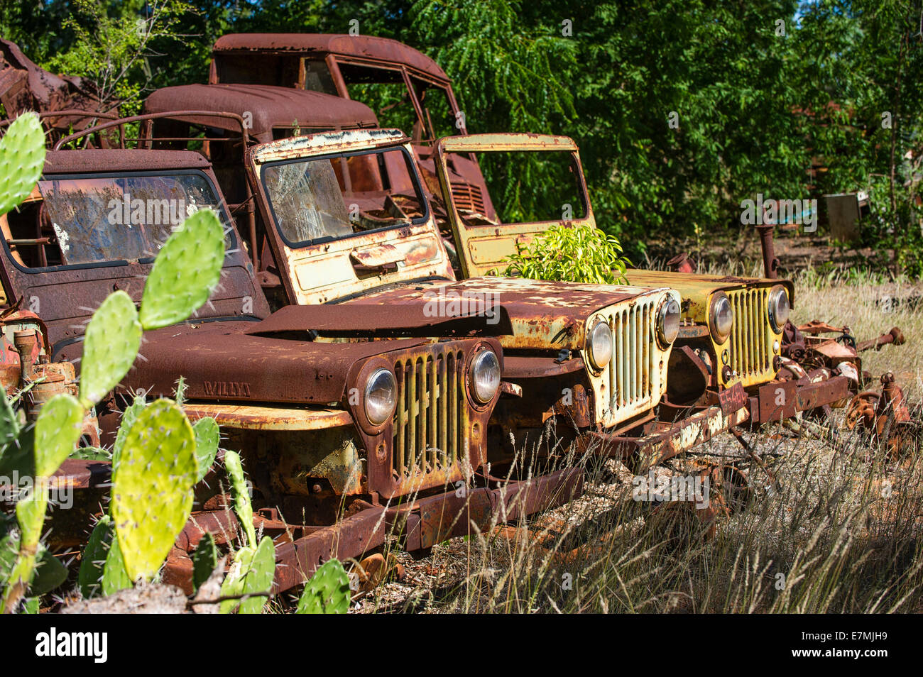 Ein Schrottplatz Jeeps in Madagaskar Stockfoto