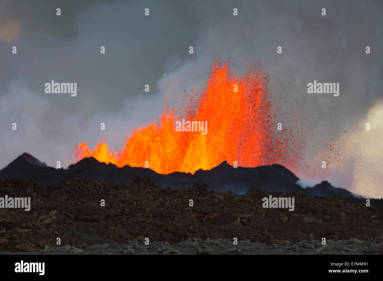 Vulkanausbruch in Holuhraun, Hochland von Island Stockfoto