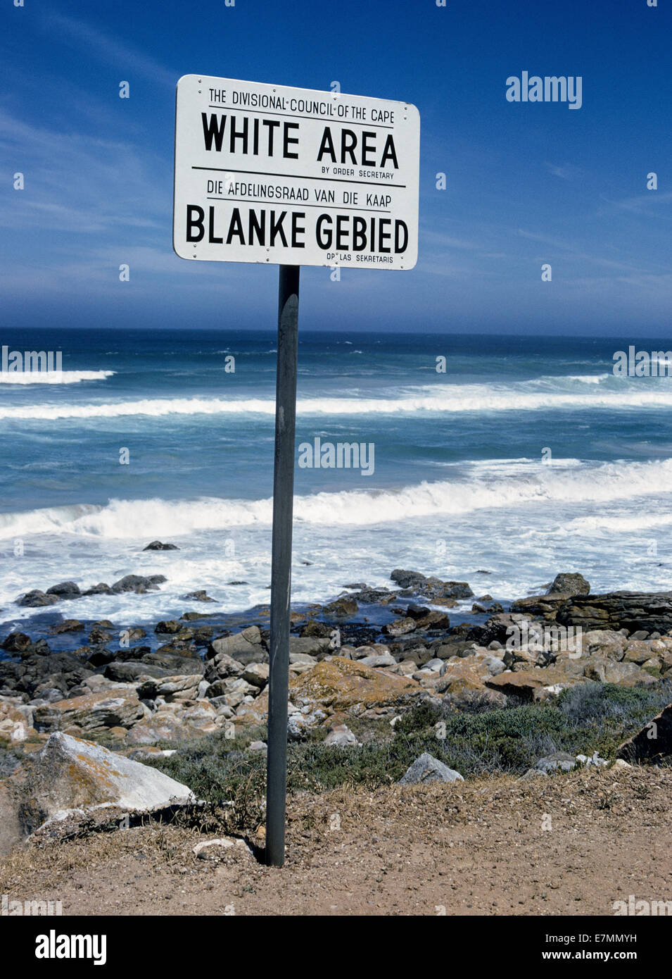 Dieses "Weißen Bereich" Schild stand entlang der Kap-Küste bis Anti-Apartheid-Aktivist Nelson Mandela 1994 ersten schwarzen Präsident Südafrikas gewählt wurde. Stockfoto