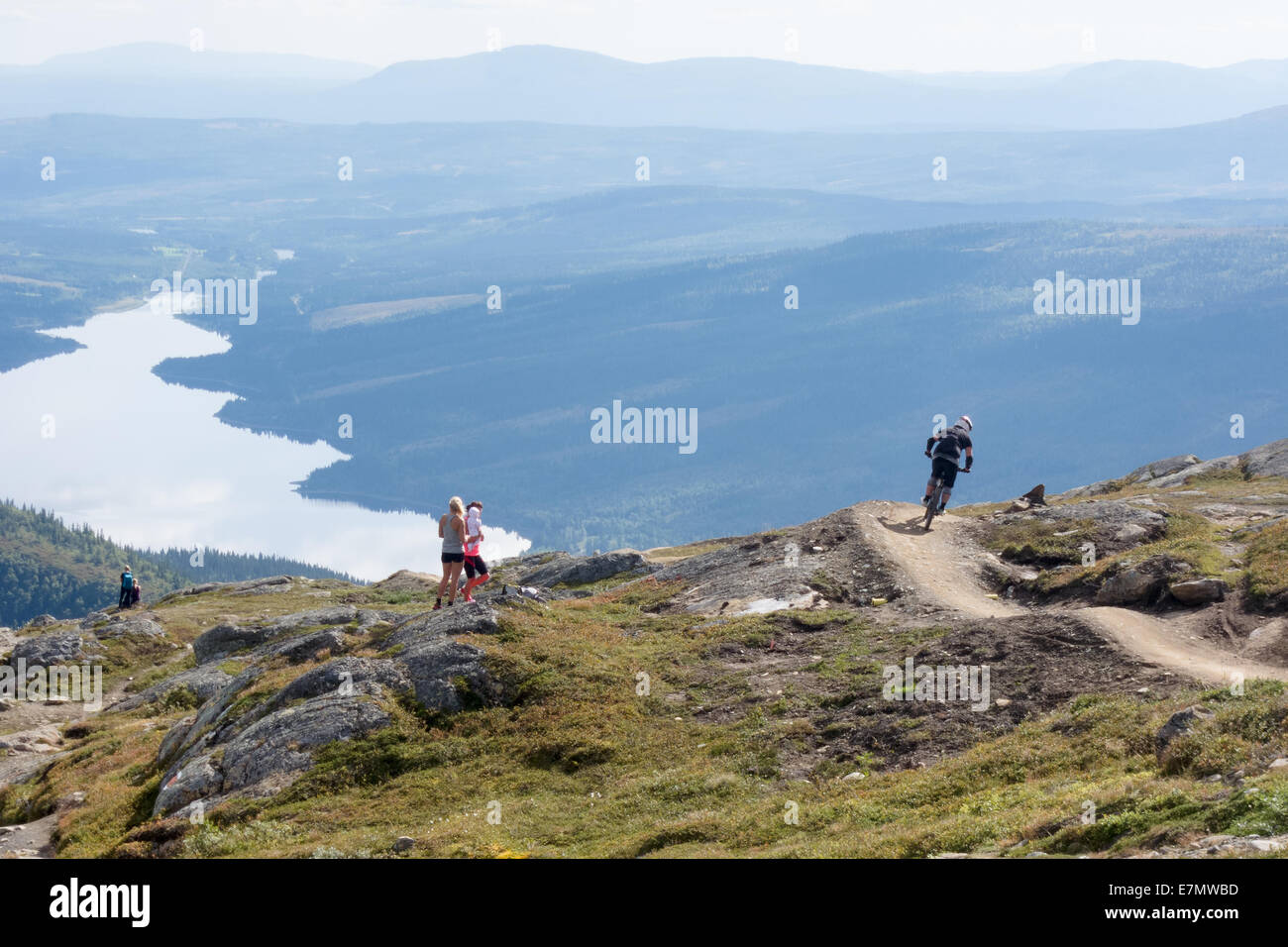 Mountainbike-Touren und Trailrunning bei Mt Åreskutan, Åre, Schweden Stockfoto