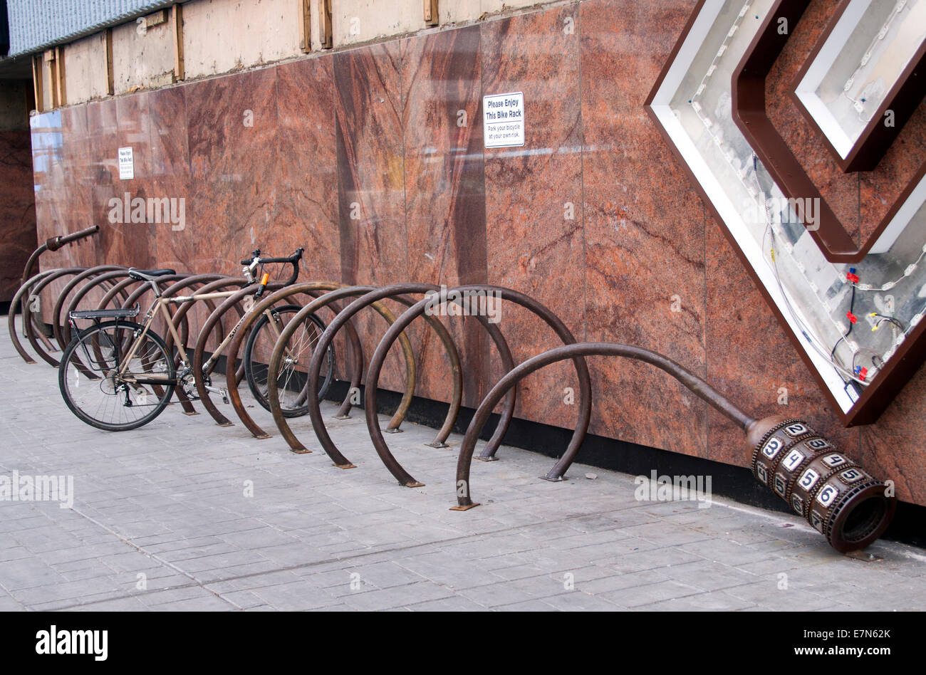 Fahrrad Schloss Fahrradträger in Reno Nevada Stockfoto