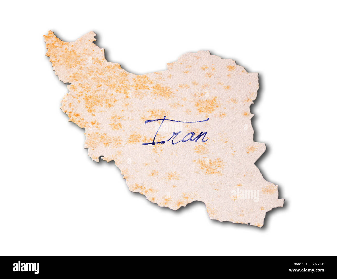 Altes Papier mit Handschrift, blaue Tinte - Iran Stockfoto