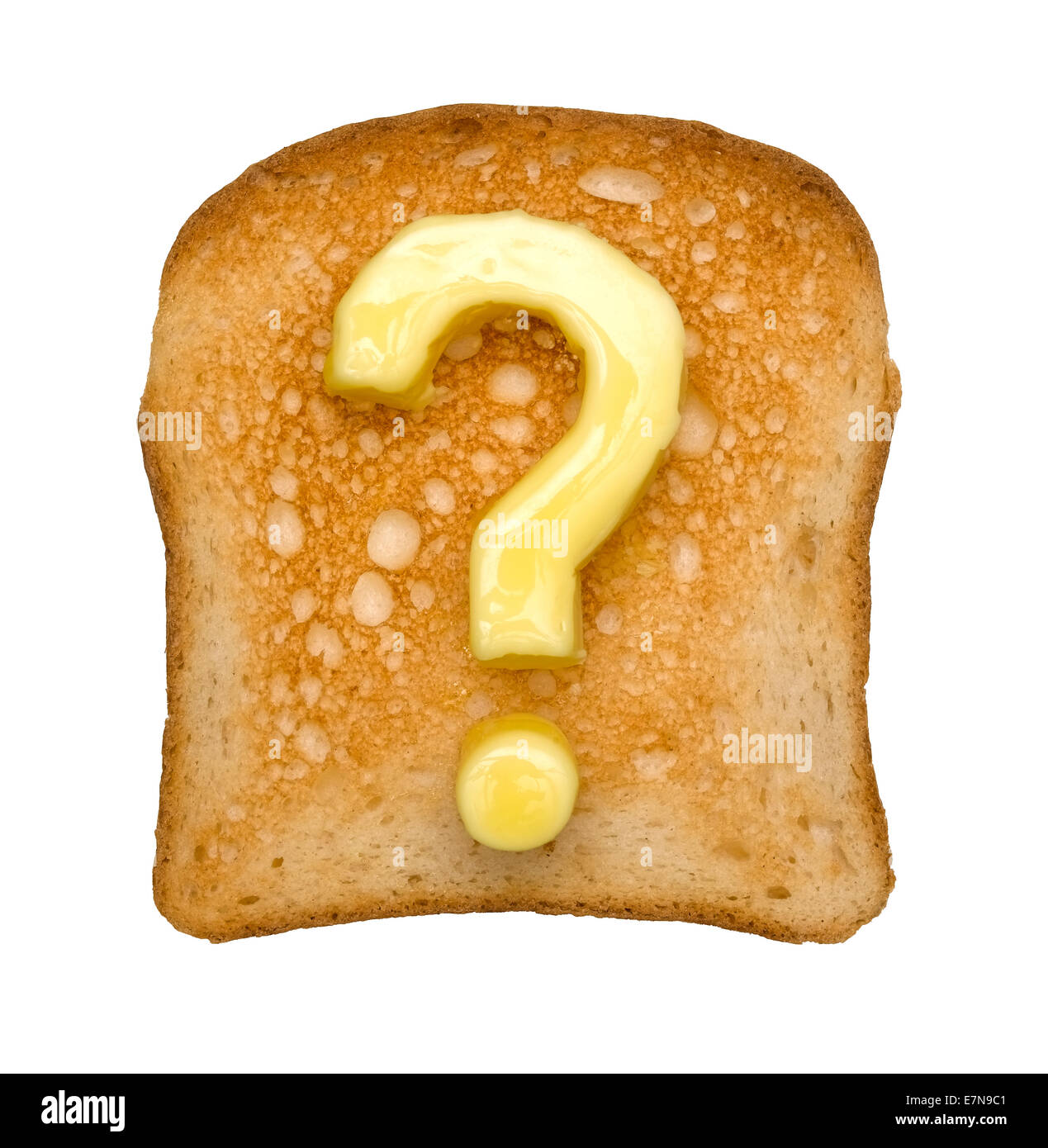 Toast und Fragezeichen Stockfoto