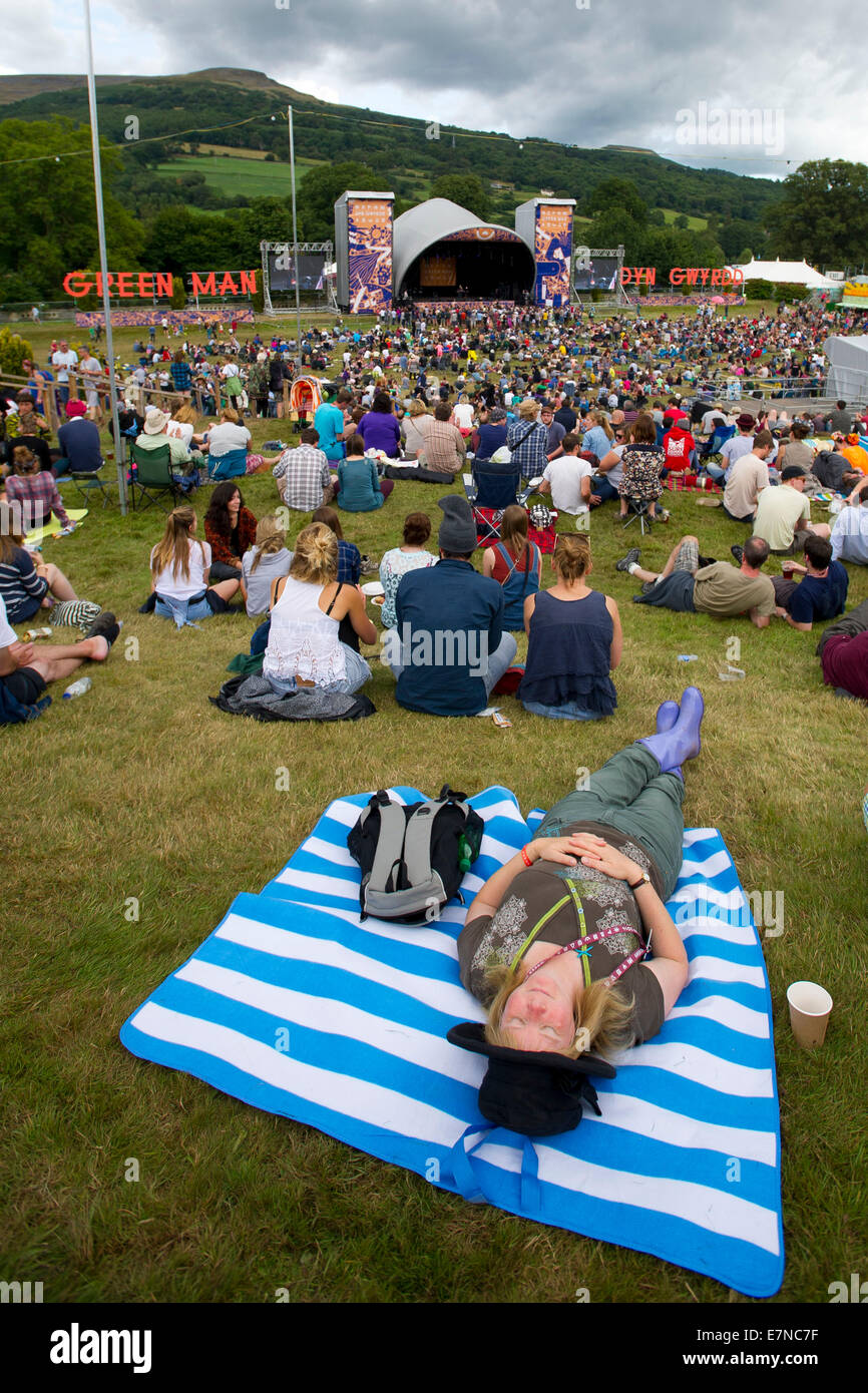 Gesamtansicht auf grüner Mann Festival in Glanusk Park, Brecon Wales. Stockfoto