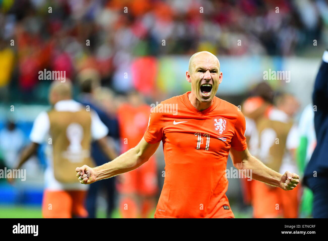 Holland V Costa Rica FIFA Weltmeisterschaft Brasilien 2014. Fonte Nova, Salvador. 5. Juli 2014 Arjen Robben von Holland. Stockfoto