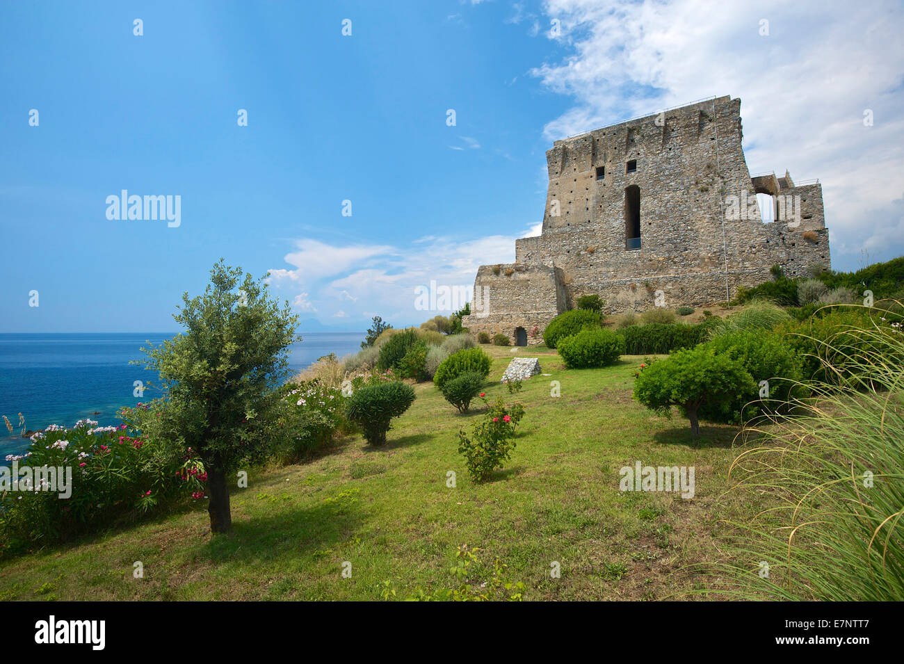 Europa, Italien, Kalabrien, draußen, Tag, niemand, San Nicola Arcella, Wehrturm, tower, Bau, Architektur, historische Stockfoto
