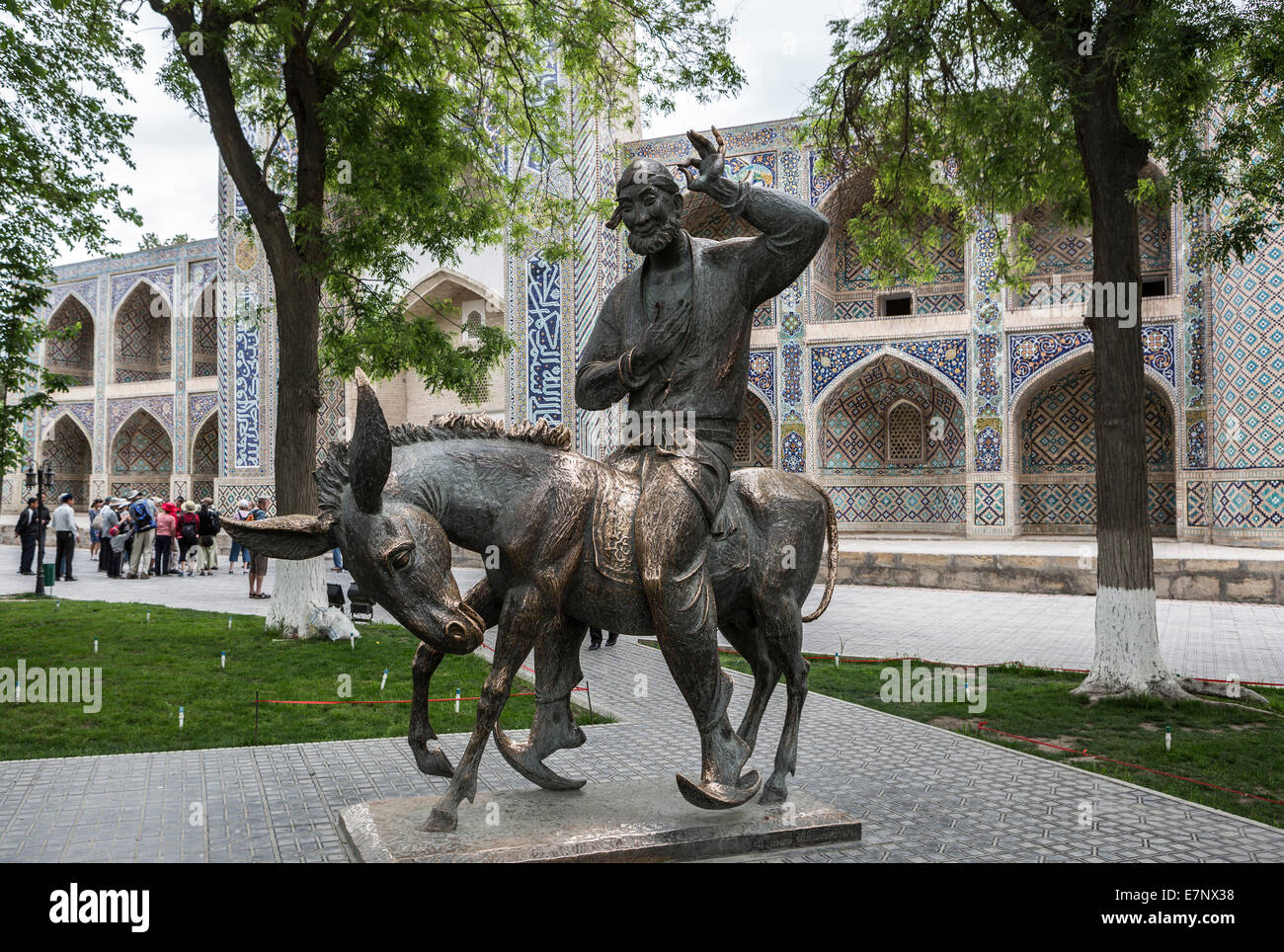 Buchara, Hoja Nasruddin, Sofi Geschichten, Usbekistan, Zentralasien, Asien, Stadt, bunten, berühmt, Denkmal, Seidenstraße, Statue, Touri Stockfoto