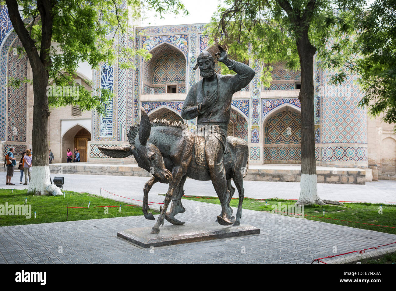 Buchara, Hoja Nasruddin, Sofi Geschichten, Usbekistan, Zentralasien, Asien, Stadt, bunten, berühmt, Denkmal, Seidenstraße, Statue, Touri Stockfoto