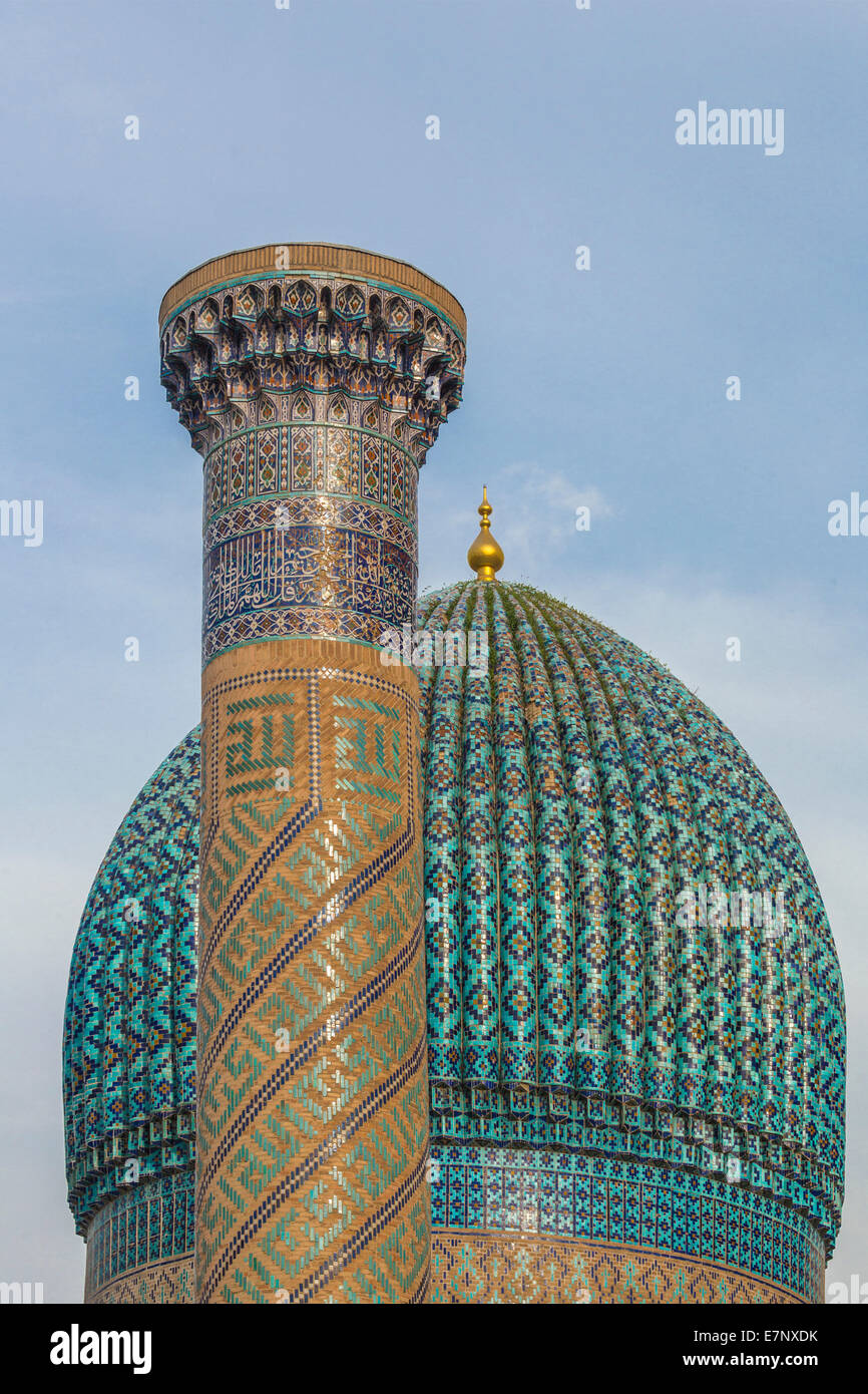 Welterbe, Amir Timur, Mausoleum, Samarkand, Stadt, Usbekistan, Zentralasien, Asien, Architektur, blau, bunt, Kuppel, seine Stockfoto