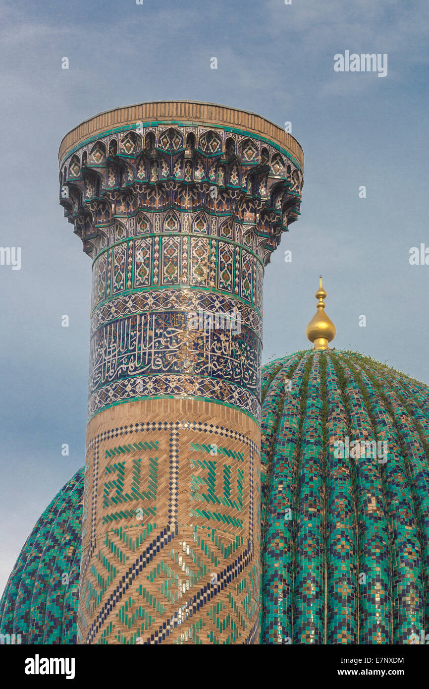 Welterbe, Amir Timur, Mausoleum, Samarkand, Stadt, Usbekistan, Zentralasien, Asien, Architektur, blau, bunt, Kuppel, seine Stockfoto