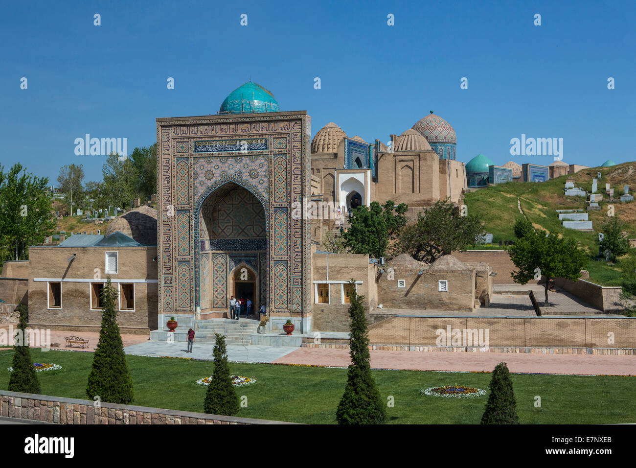 Welterbe, Mausoleum, Nekropole, Samarkand, Stadt, Shahi Zinda, Usbekistan, Zentralasien, Asien, Architektur, bunt, fa Stockfoto