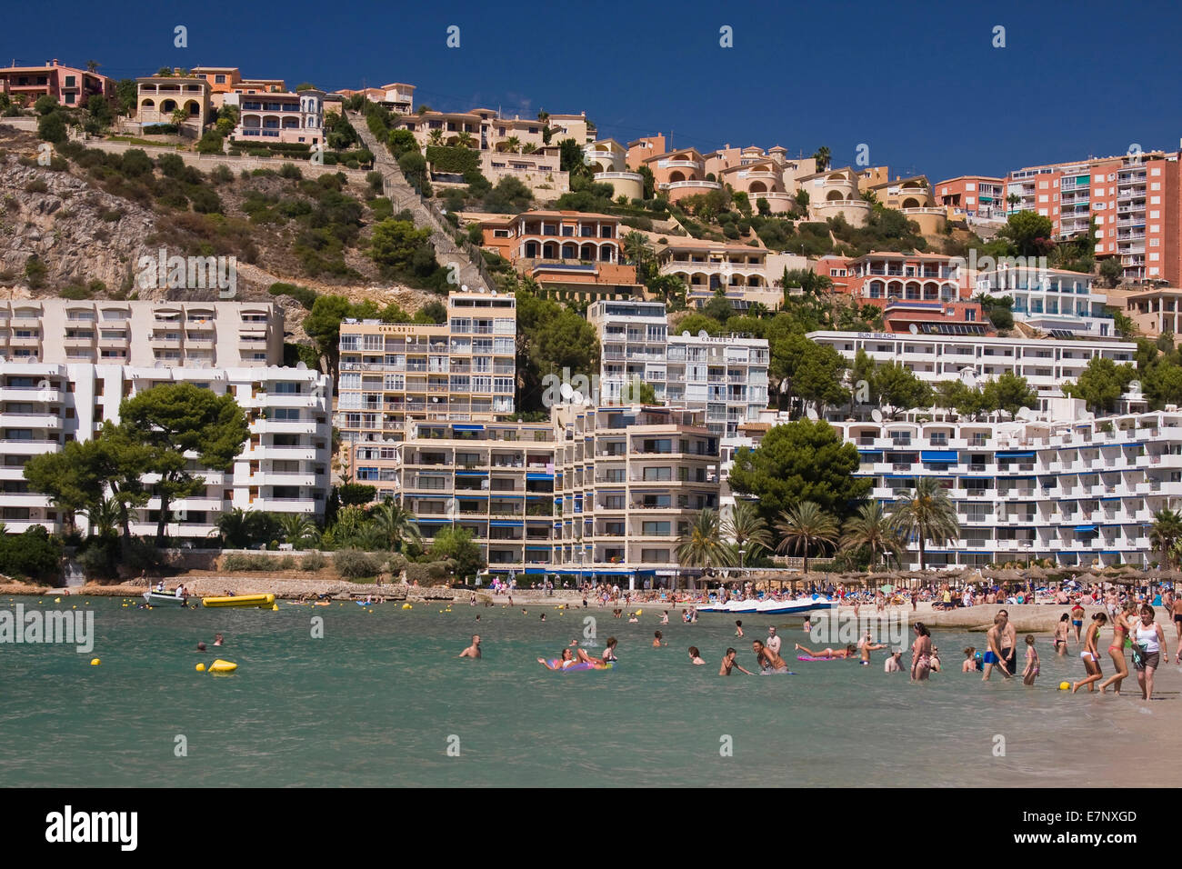 Badegäste, Bad, Baden, Urlaub, Urlaub, Hotel, Meer, Mallorca, Meer, Mittelmeer, Strand, Sand, Sand Strände Strand Vaca Stockfoto