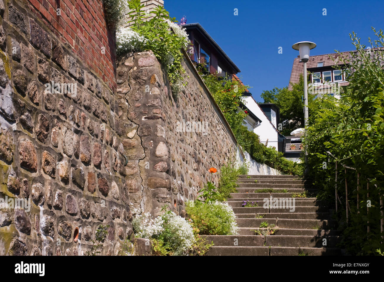 Gebäude, Blankenese, BRD, Bundesrepublik, Deutsch, Deutschland, draußen, europäisch, Europa, Gebäude, Bau, Häuser, Wohnungen, Stockfoto