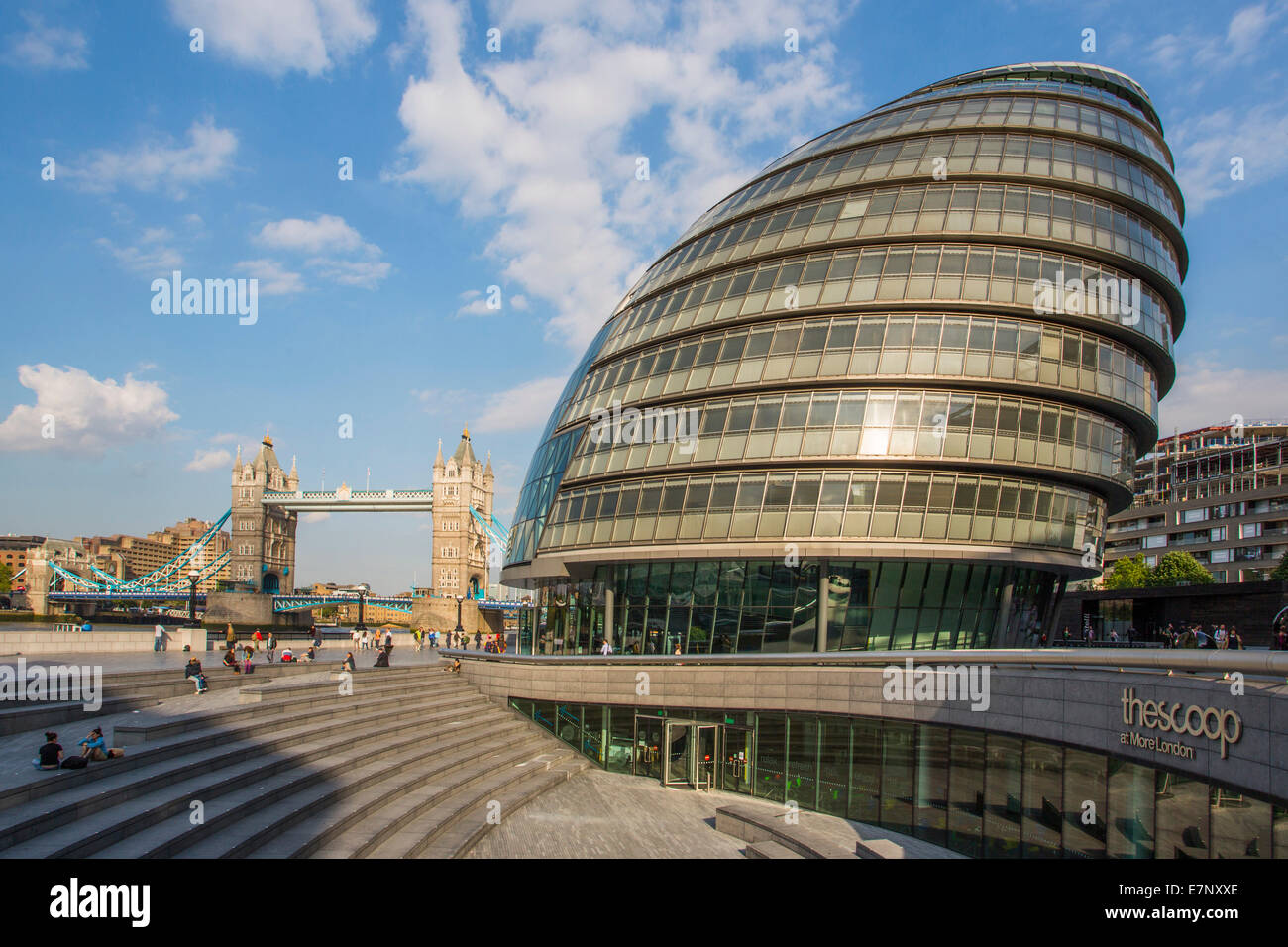 Gebäude, Rathaus, London, England, mehr London, UK, Architektur, Tourismus, Reisen, Tower Bridge, Stockfoto