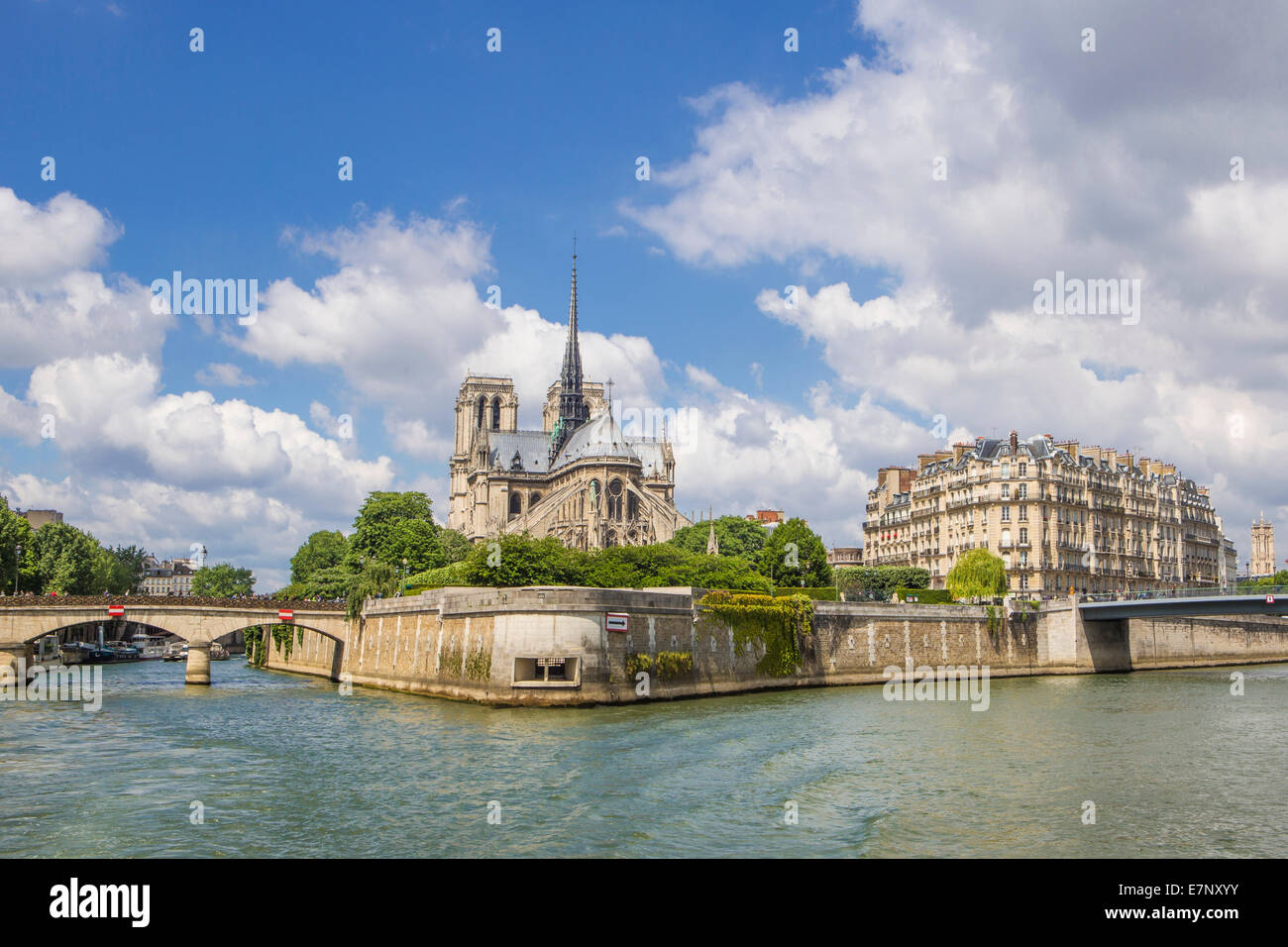 Kathedrale, Stadt, Frankreich, Notre Dame, Paris, Architektur, Brücke, zitieren, Innenstadt, Seine, Tourismus, Reisen Stockfoto