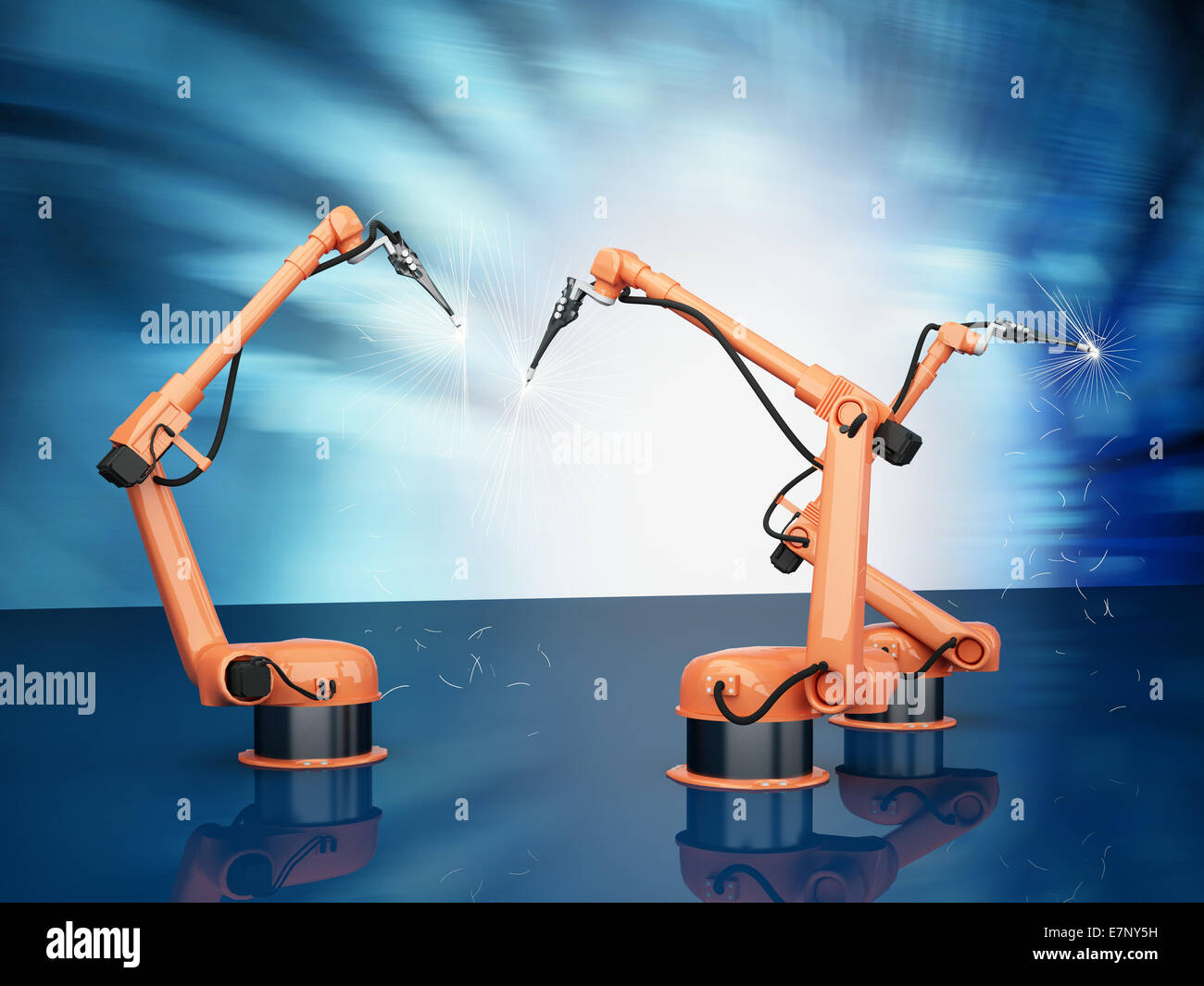Industrielle Roboterarme Stockfoto