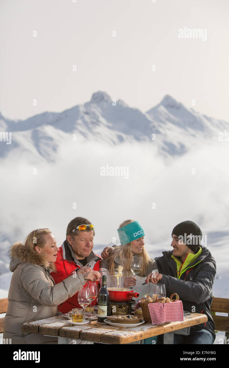 Marguns, Bergrestaurant, Ski Gebiet Marguns, St. Moritz, St.Moritz, Essen, Essen, Gastronomie, Restaurant, Hotel, trinken Stockfoto