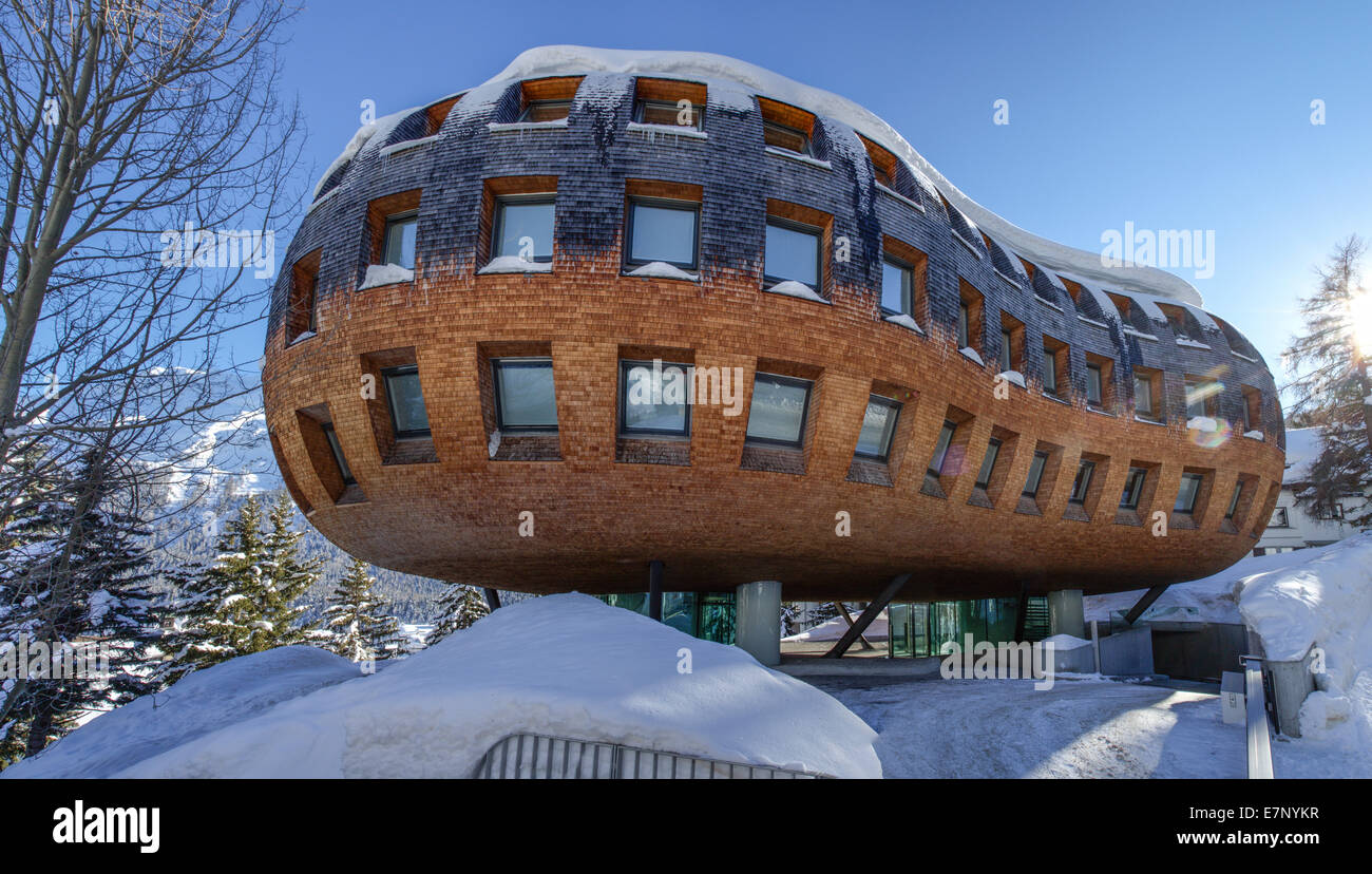 Engadin, Engadin, Chesa Zukunft Tempora, St. Moritz, St. Moritz, GR, Winter, Kanton Graubünden, Graubünden, GR, Oberengadin, t Stockfoto