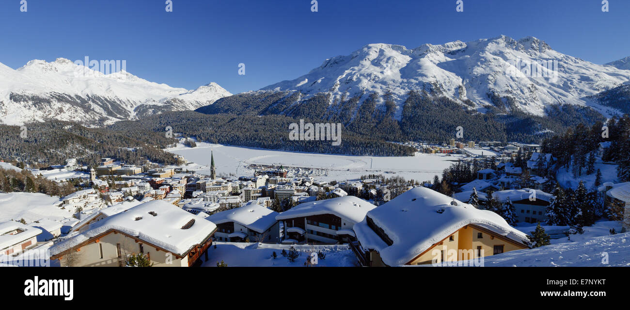 Engadin, Engadin, St. Moritz, St.Moritz, Dorf, Stadt, Stadt, Kanton Graubünden, Graubünden, GR, Oberengadin, Schweiz, Stockfoto