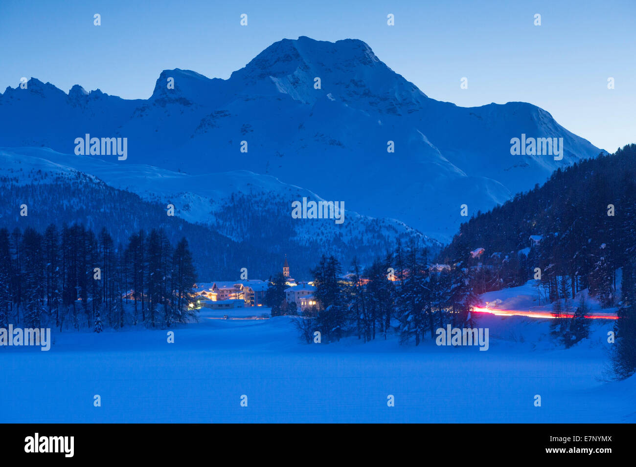 Engadin, Engadin, Silvaplana, Piz da la Margna, GR, Winter, Kanton, GR, Graubünden, Graubünden, Oberengadin, Berg, Berg Stockfoto