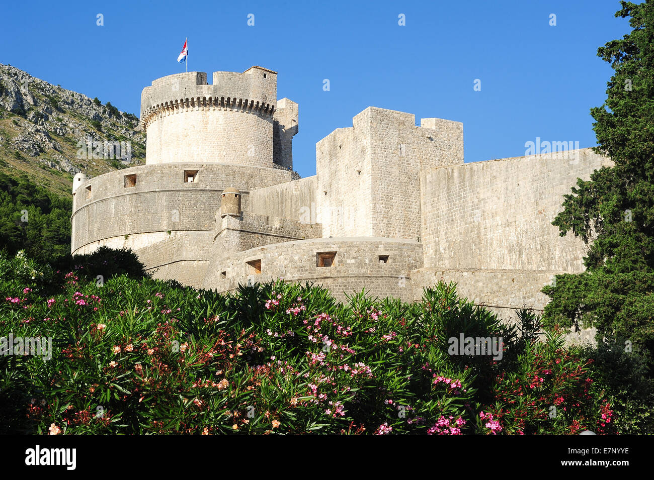 Burg, Adria, antike, Architektur, hell, Kroatien, Balkan, Europa, Dalmatien, Dubrovnik, Europa, Festung, Festung, Erbe Stockfoto
