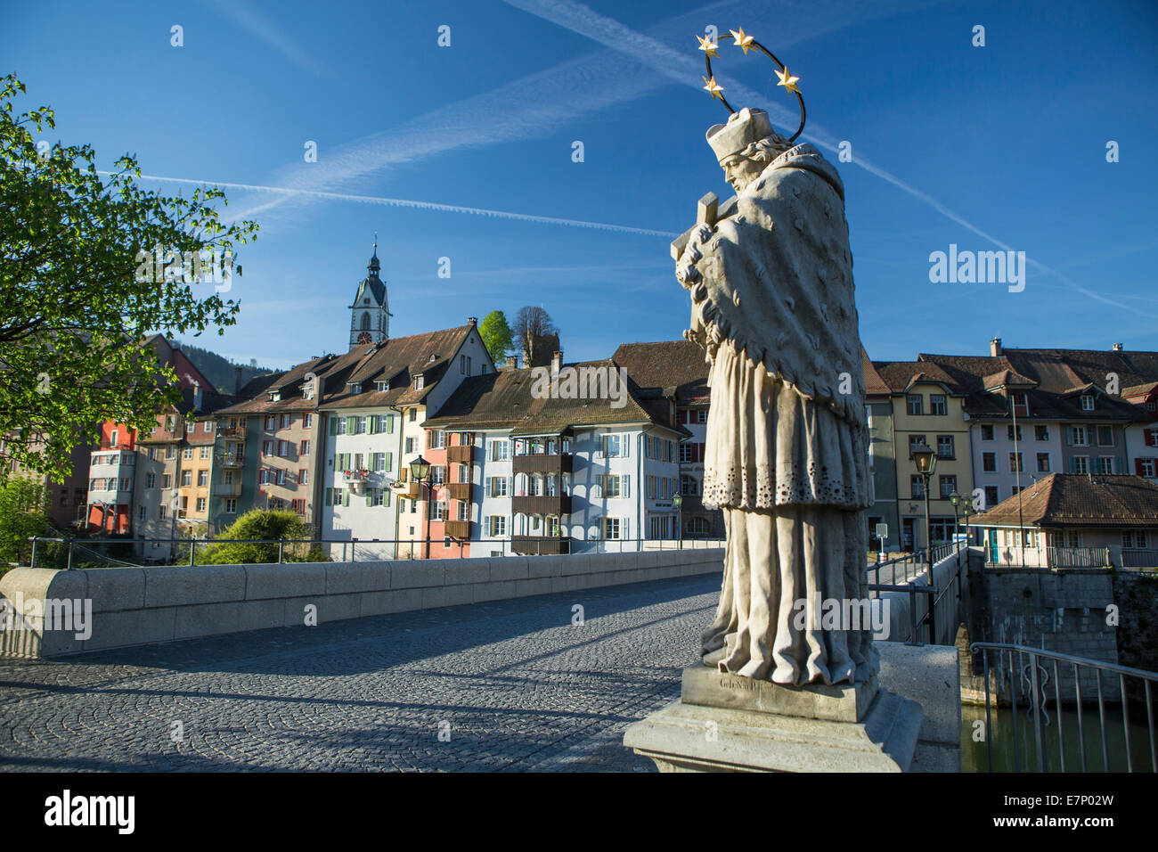 Rhein, Laufenburg, Rhein, Frühling, Fluss, Fluss, Körper von Wasser, Wasser, Stadt, Stadt, Kanton, AG, Aargau, Schweiz, Europa, Stockfoto