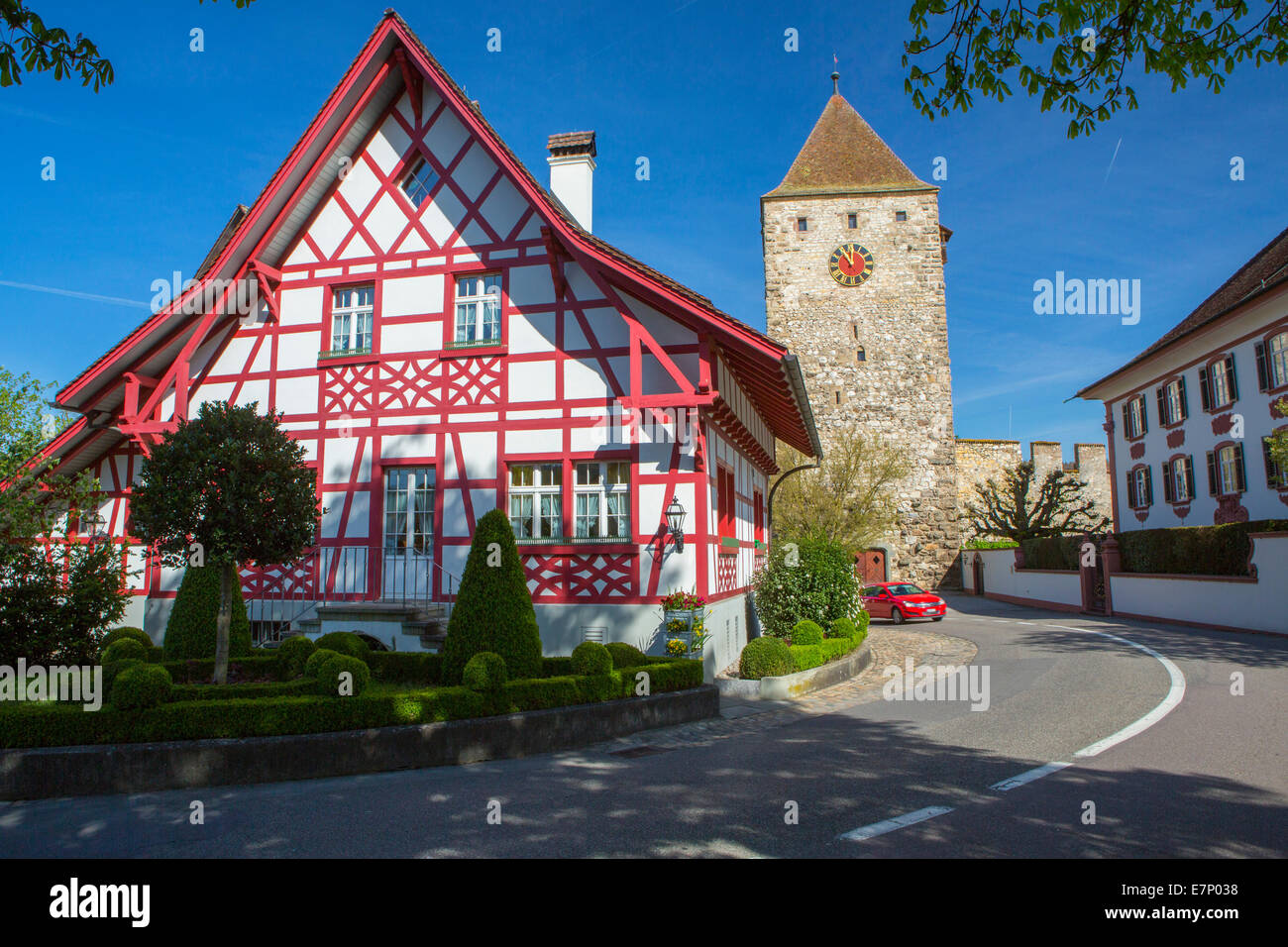 Kaiserstuhl, Frühling, Kanton, AG, Aargau, Schweiz, Europa, Bolzen Haus, Turm, Stockfoto
