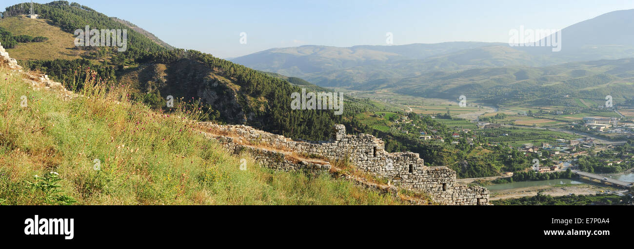 Burg, Albanien, Albanisch, Architektur, Balkan, Berat, Berati, Stadt, Kultur, Europa, europäisch, Festung, Erbe, historische, Stockfoto