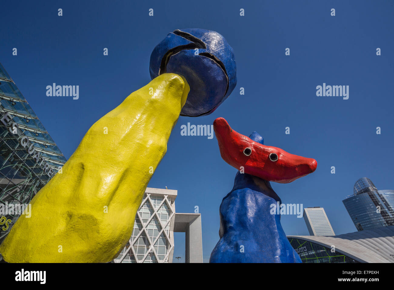 Defense, Frankreich, Europa, großen Bogen, Miro, Paris, Bogen, Architektur, Kunst, groß, Stadt, bunt, Farben, Cube, Stadtbild, Pedes Stockfoto