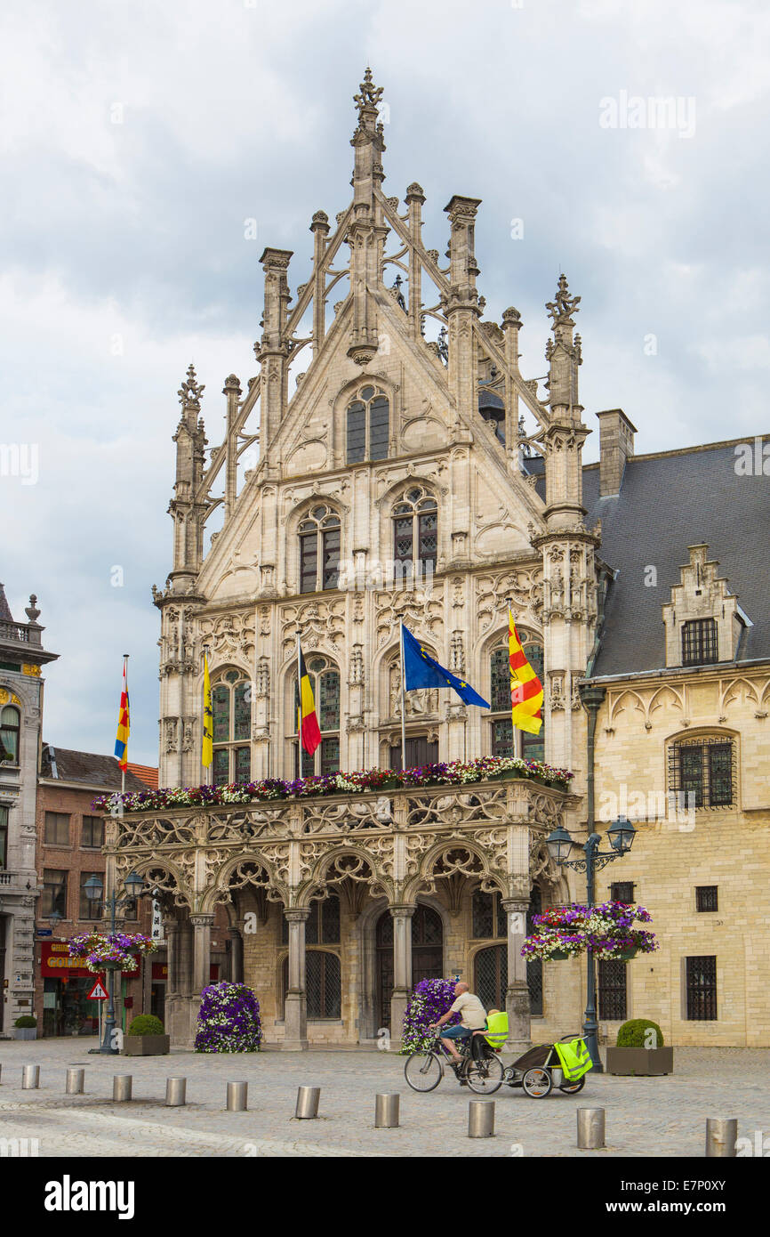 Belgien, Europa, Gebäude, Rathaus, Mechelen, Architektur, Stadt, bürgerlichen, Innenstadt, Markt, quadratisch, Tourismus, Reisen Stockfoto