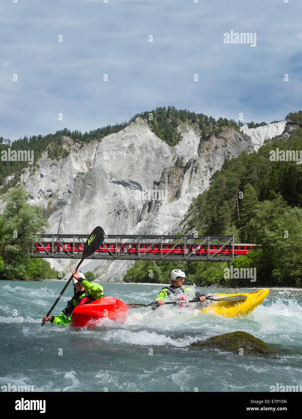 Rhein Schlucht, Wasser sport, RHB, Versam, GR, Fluss, Fluss, Körper des Wassers, Wasser, Schlucht, Kanton Graubünden, Graubünden, Rhein, GR, Vor Stockfoto