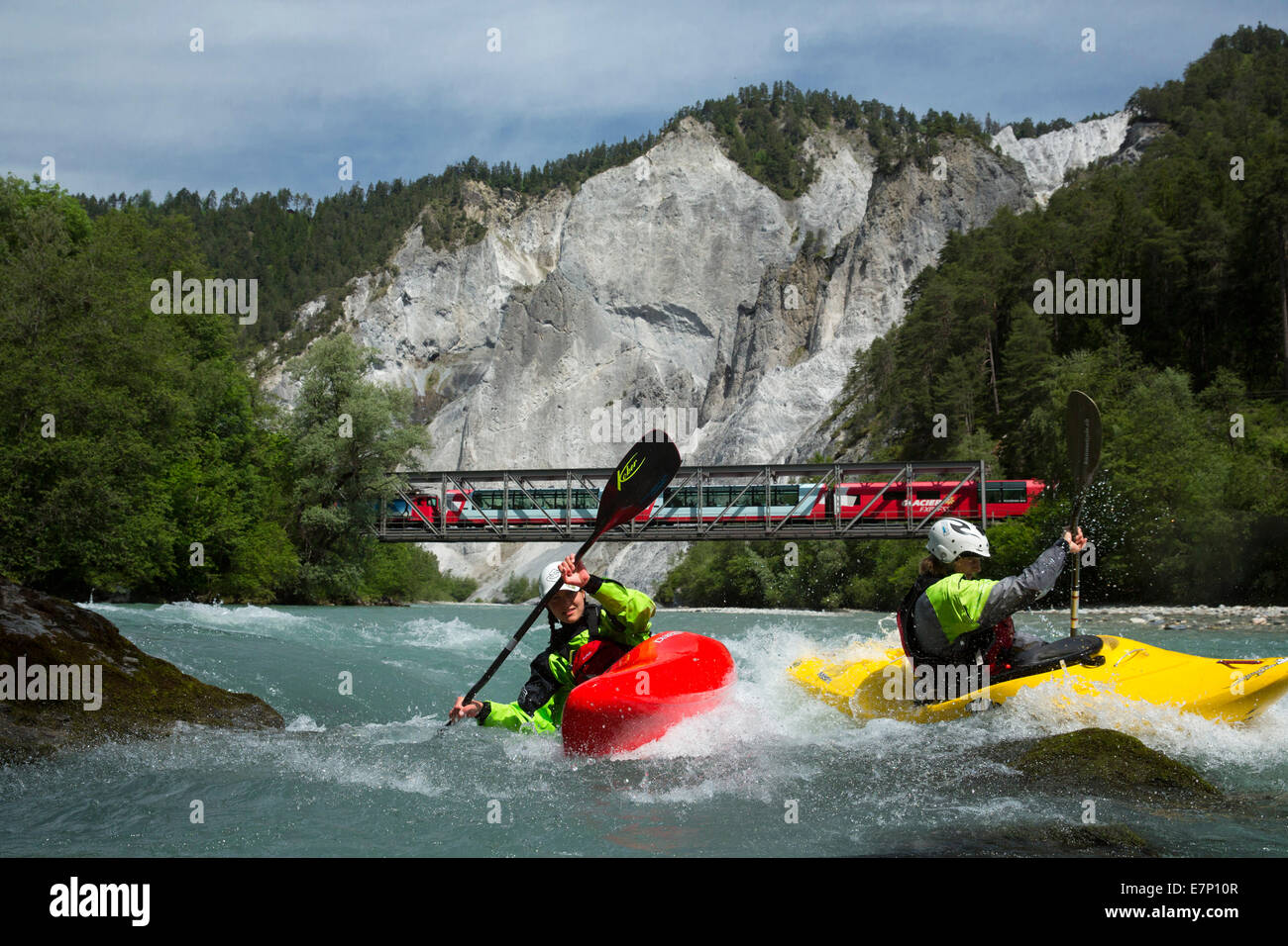Rhein Gulch, Wassersport, Glacier Express, Rhein Gulch, Versam, GR, Fluss, Fluss, Körper des Wassers, Wasser, Schlucht, Kanton, GR, Graubü Stockfoto