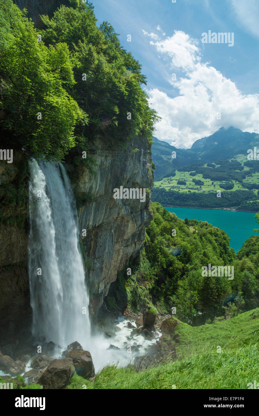 Walensee, Rinquelle, Bethlis, Wasser, Wasserfall, SG, Kanton St. Gallen, Frühling, Quelle, der Schweiz, Europa, Stockfoto